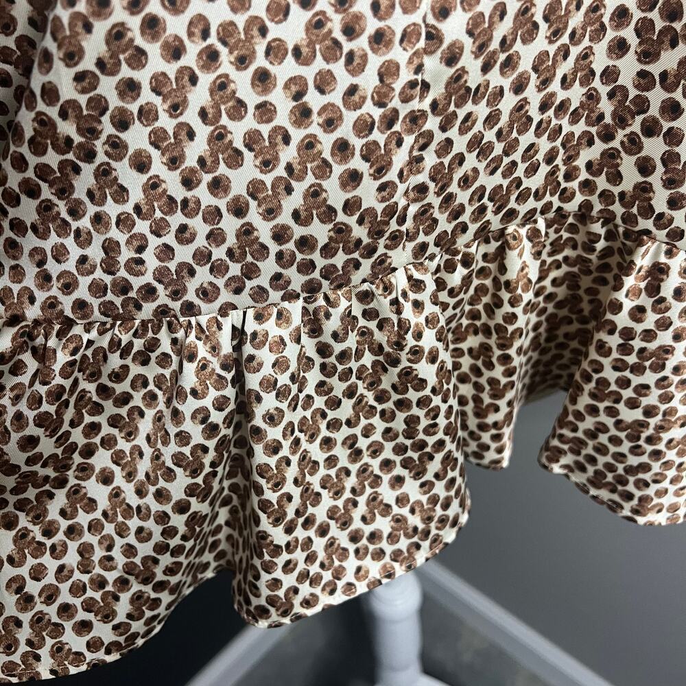 NWT Emme Marella Woman’s Brown White Print Long Sleeve V Neck Blouse- Size 46/10 - Picture 7 of 12